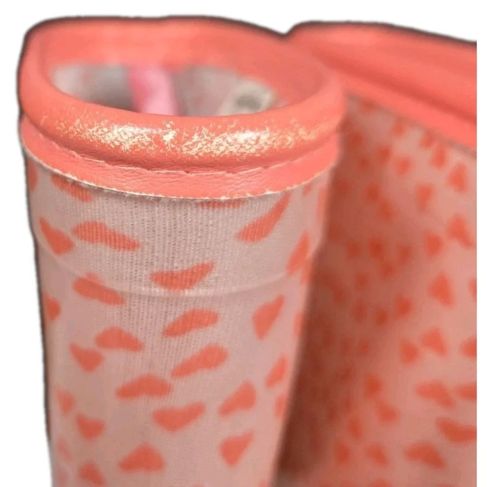 Simple Joys by Carters Juju Girls rain boots, Pink‎ w/ pink hearts size 10m used